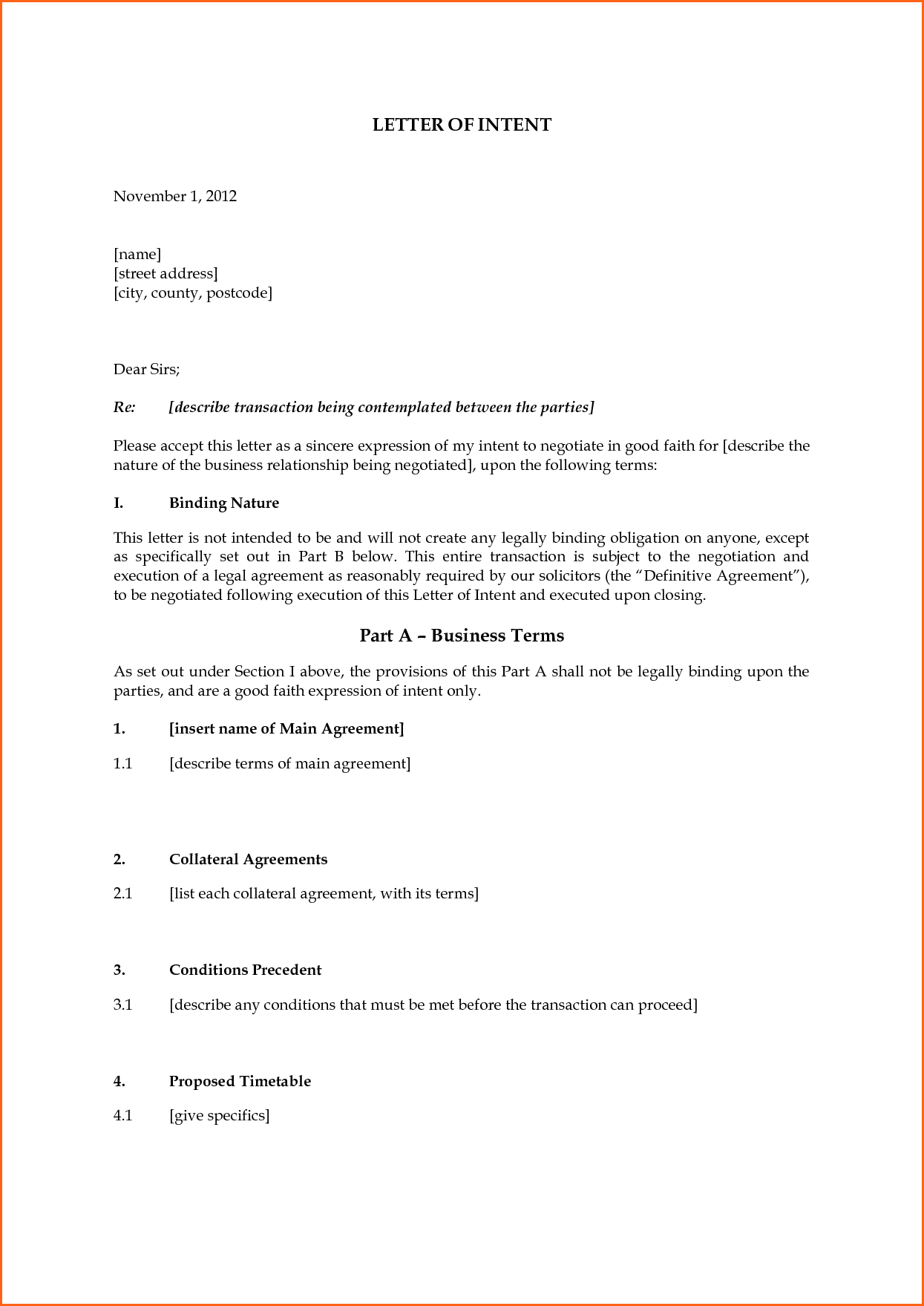 Letter Of Intent Example Uk Letter Of Intent Intentions with dimensions 1245 X 1759