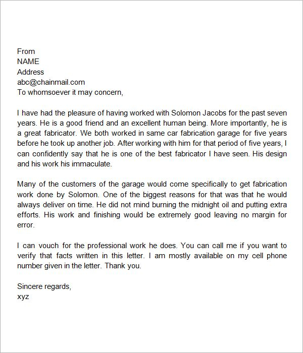 Letter Of Personal Recommendation Examples Enom with regard to dimensions 600 X 700