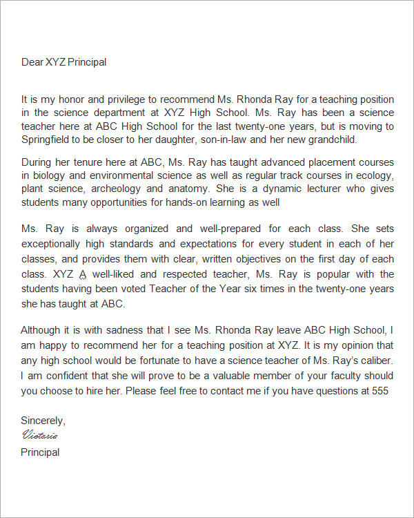 Letter Of Reccomendation Teacher Debandje pertaining to proportions 600 X 750