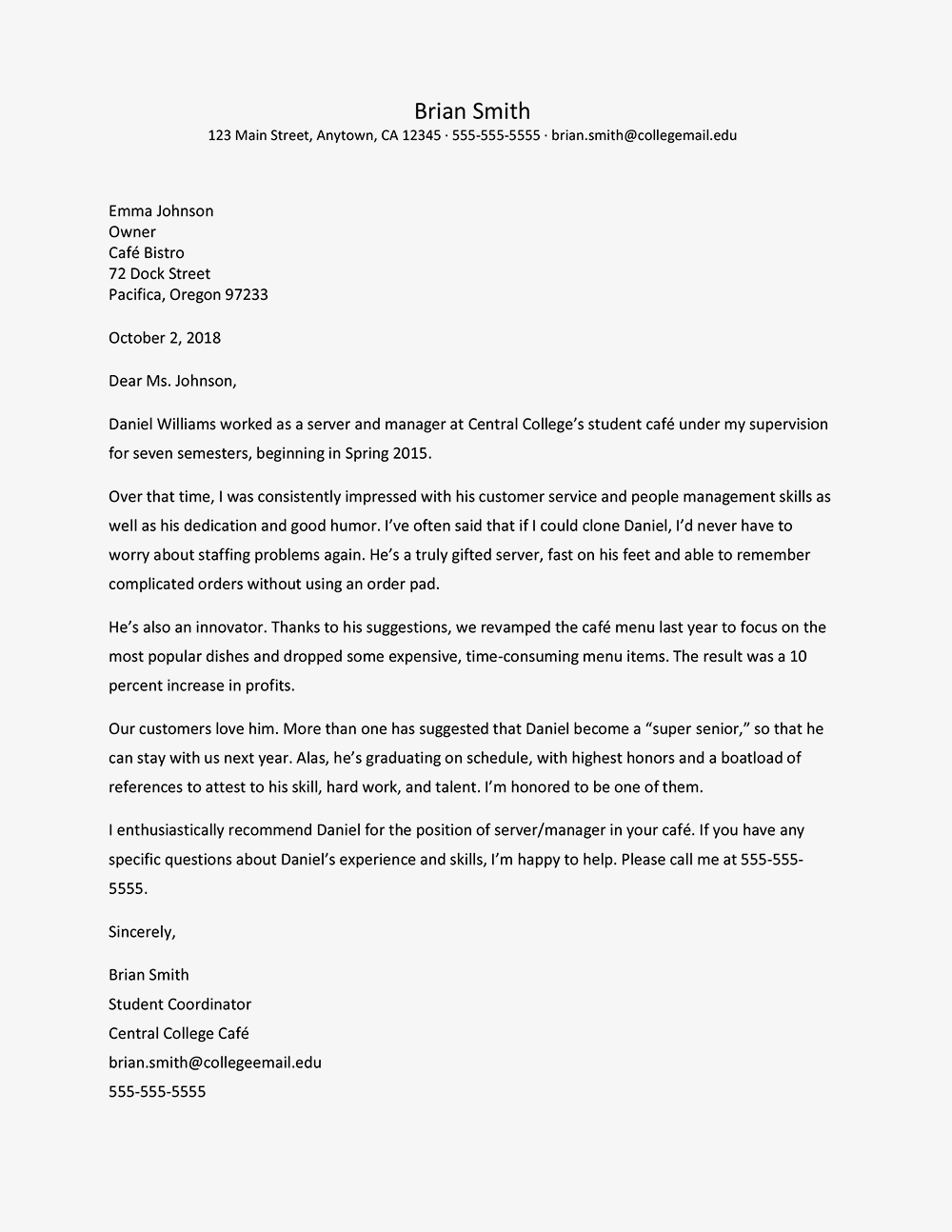 Letter Of Recommendation Example For Student Menom within dimensions 1000 X 1294