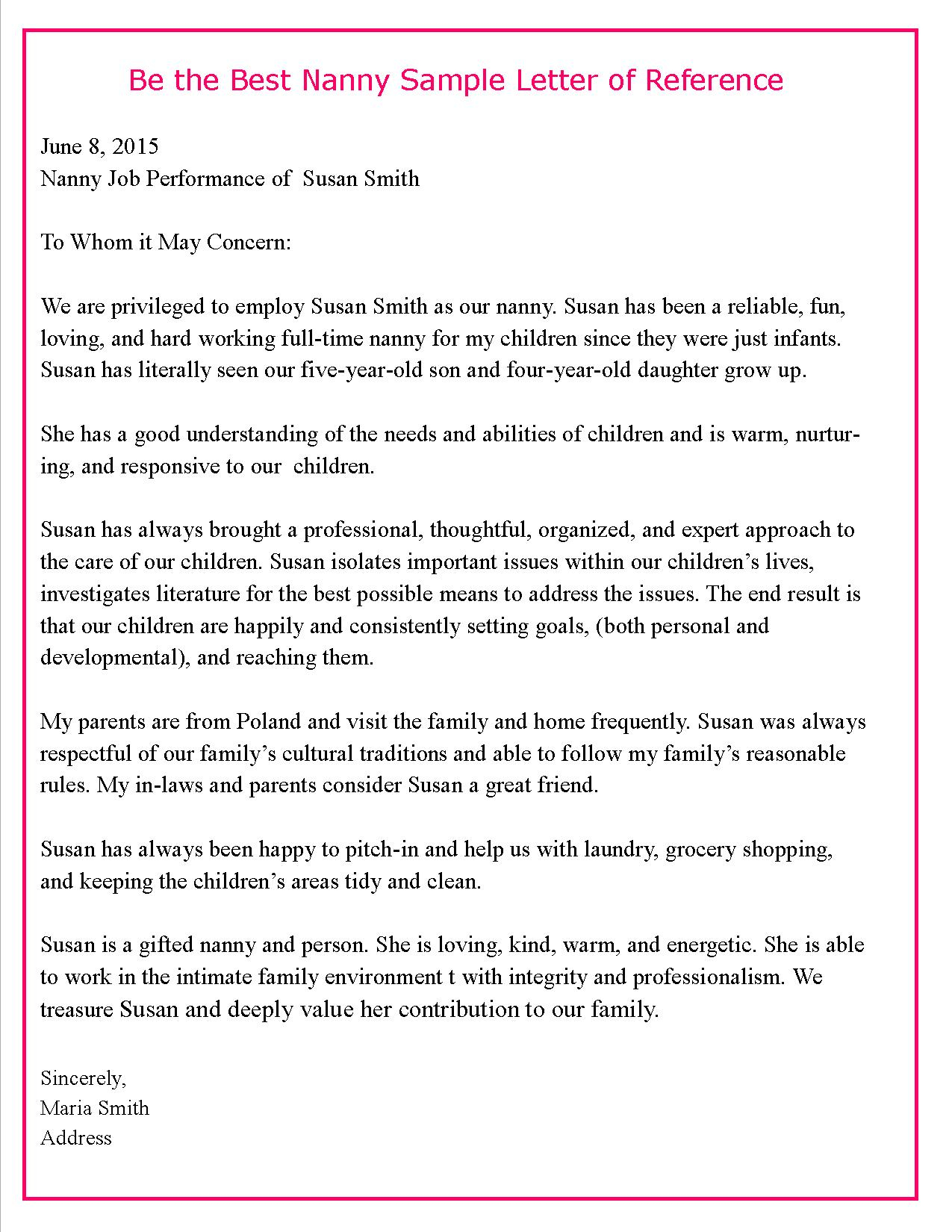 Letter Of Recommendation Template Babysitter • Invitation Template Ideas