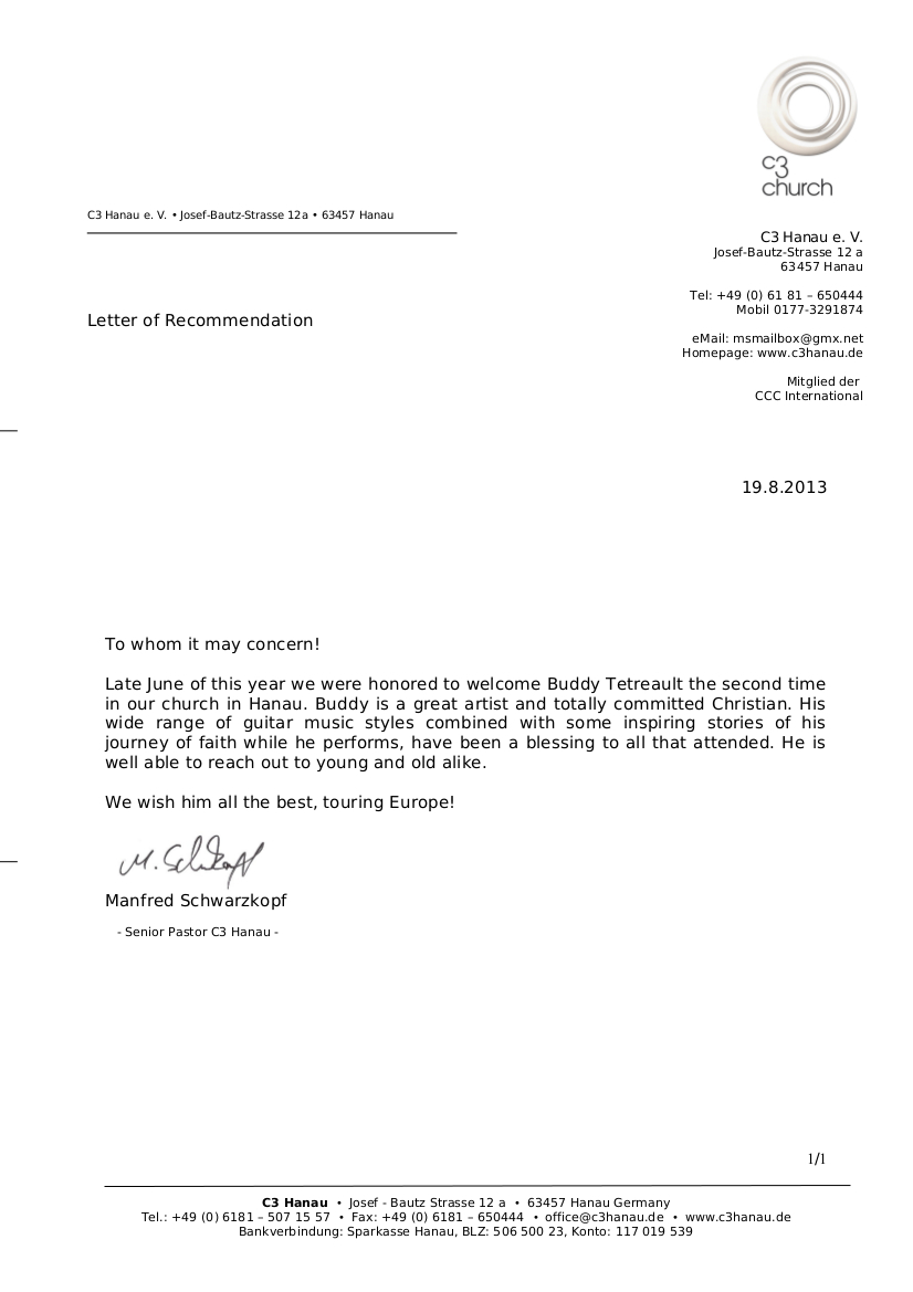 Letter Of Recommendation For A Pastor Menom for sizing 826 X 1169