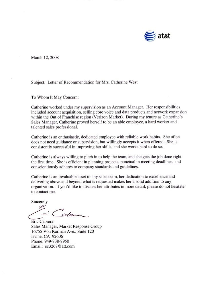 Letter Of Recommendation For An Employee Att Reference for measurements 768 X 1056