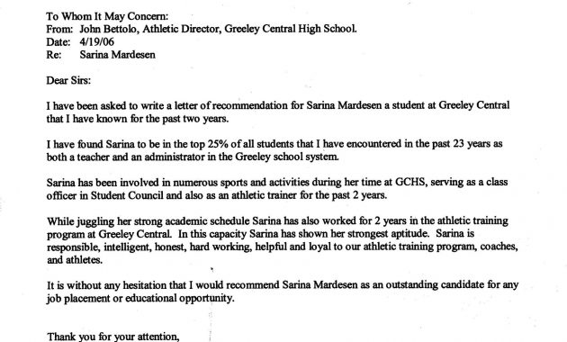 Letter Of Recommendation For Athletic Training Program with dimensions 2552 X 3495