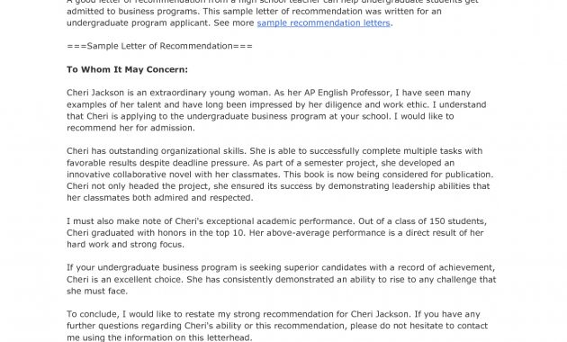 Letter Of Recommendation For Average Student Teacher Debandje within dimensions 1275 X 1650