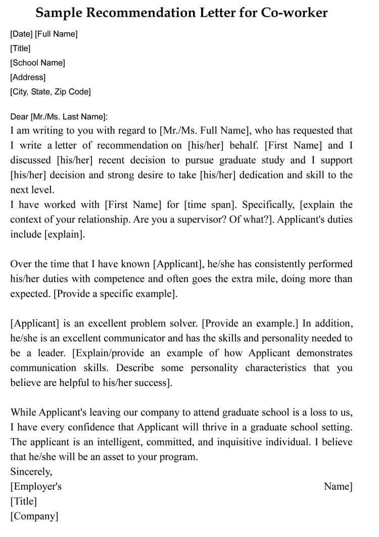Letter Of Recommendation For Co Worker 18 Sample Letters for dimensions 750 X 1061