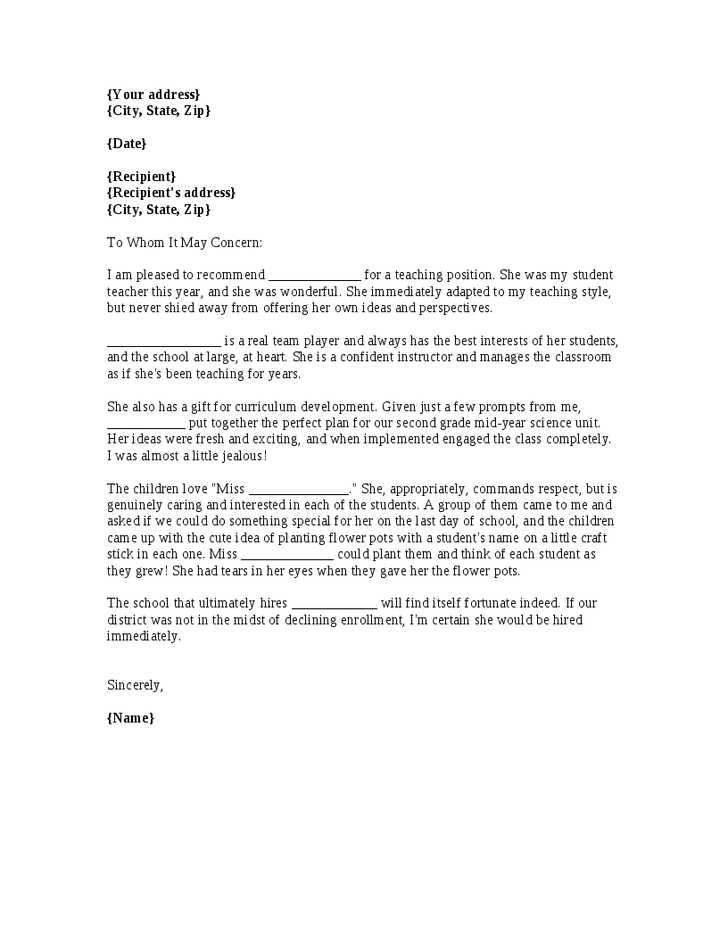 Letter Of Recommendation For College Teaching Position pertaining to sizing 728 X 942
