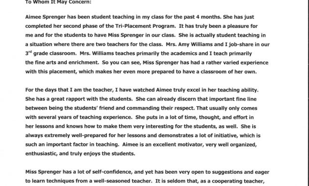 Letter Of Recommendation For Elementary Student Teacher From pertaining to sizing 2549 X 3299