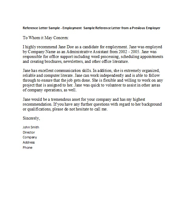 Letter Of Recommendation For Employee Examples Akali within measurements 613 X 659