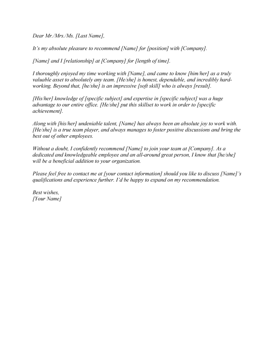 Letter Of Recommendation For Employment Template Akali with regard to proportions 900 X 1165