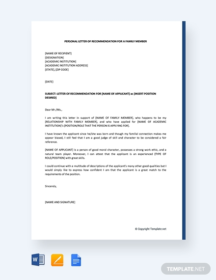 Letter Of Recommendation For Family Debandje for dimensions 440 X 570