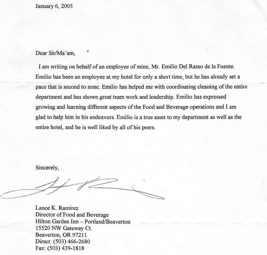 Letter Of Recommendation For Food Service Manager Enom in size 1135 X 1087