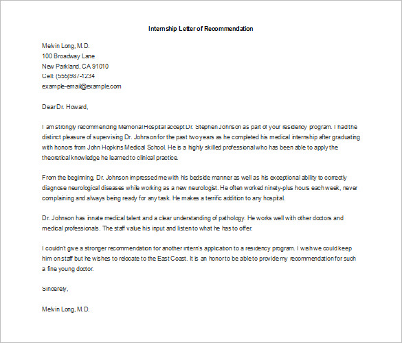 Letter Of Recommendation For Internship Debandje with dimensions 585 X 500