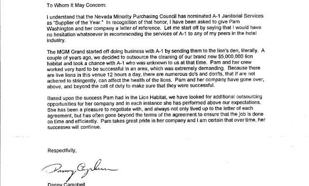 Letter Of Recommendation For Janitorial Services Invazi throughout dimensions 1089 X 1497