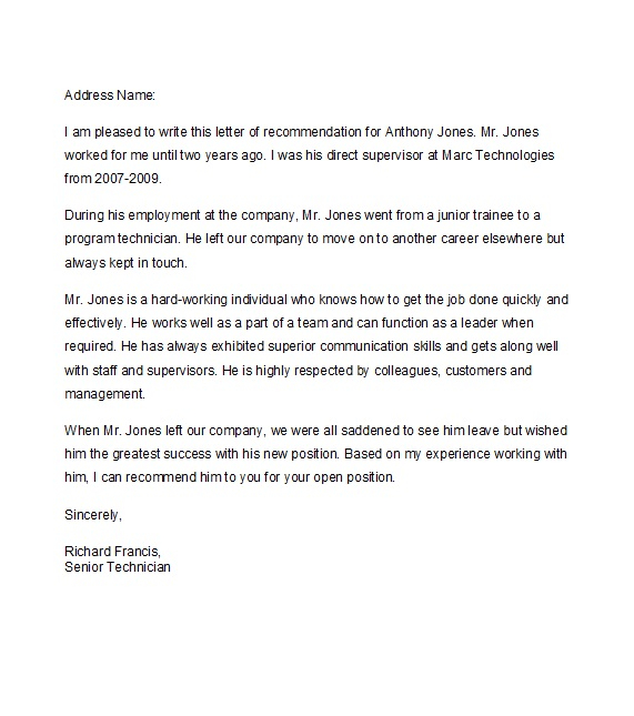 Letter Of Recommendation For Manager Position Debandje within dimensions 571 X 645