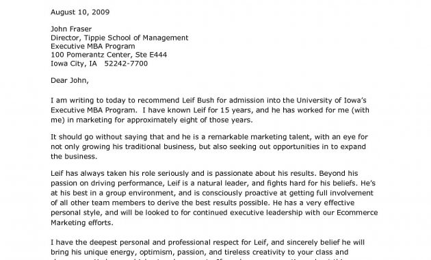 Letter Of Recommendation For Mba Program Enom regarding size 1275 X 1650