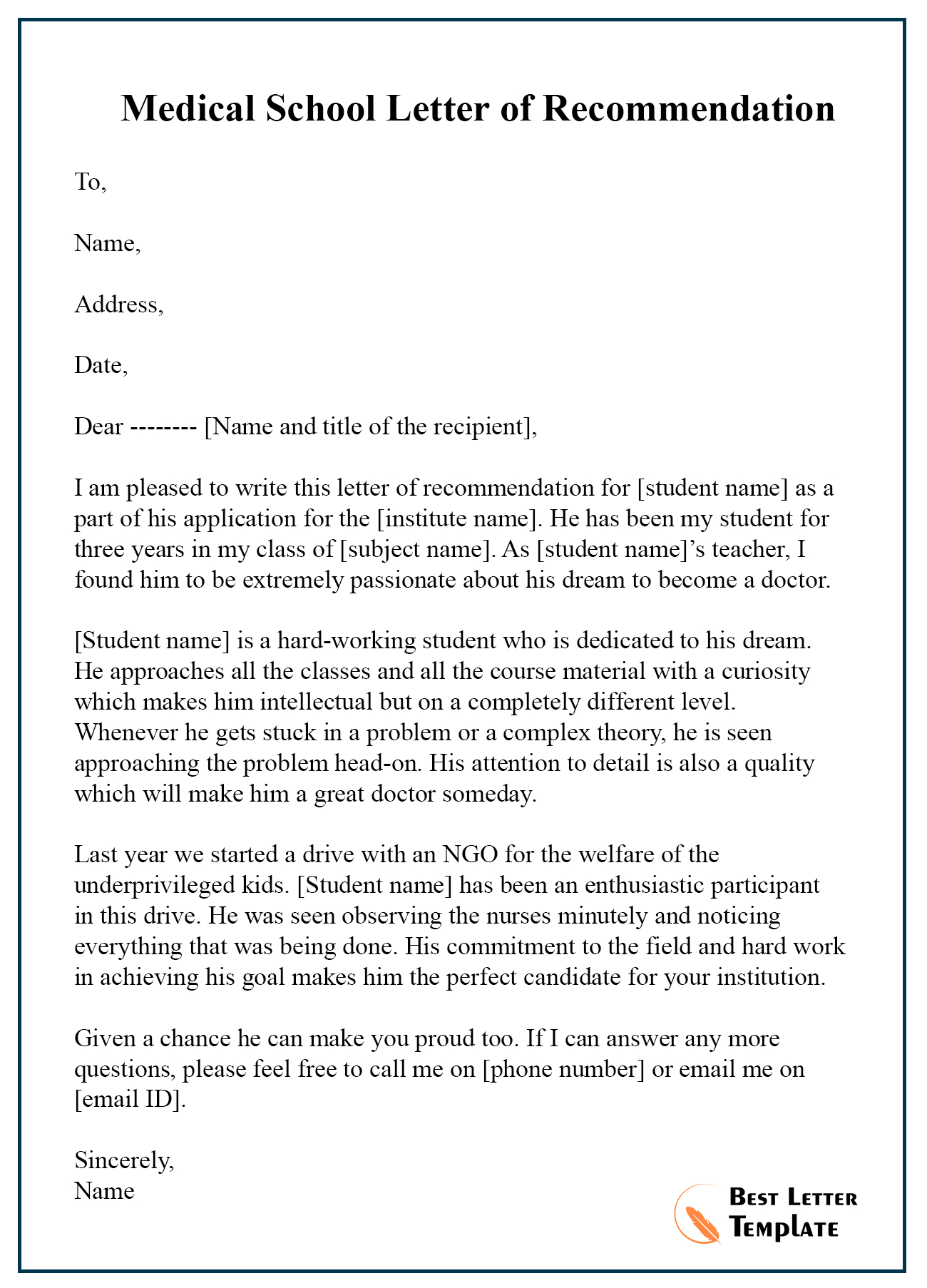 Letter Of Recommendation Email Template Reddit