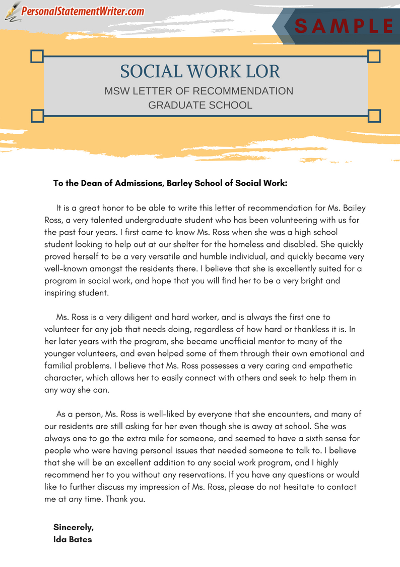Social Work Recommendation Letter Samples • Invitation Template Ideas 2086