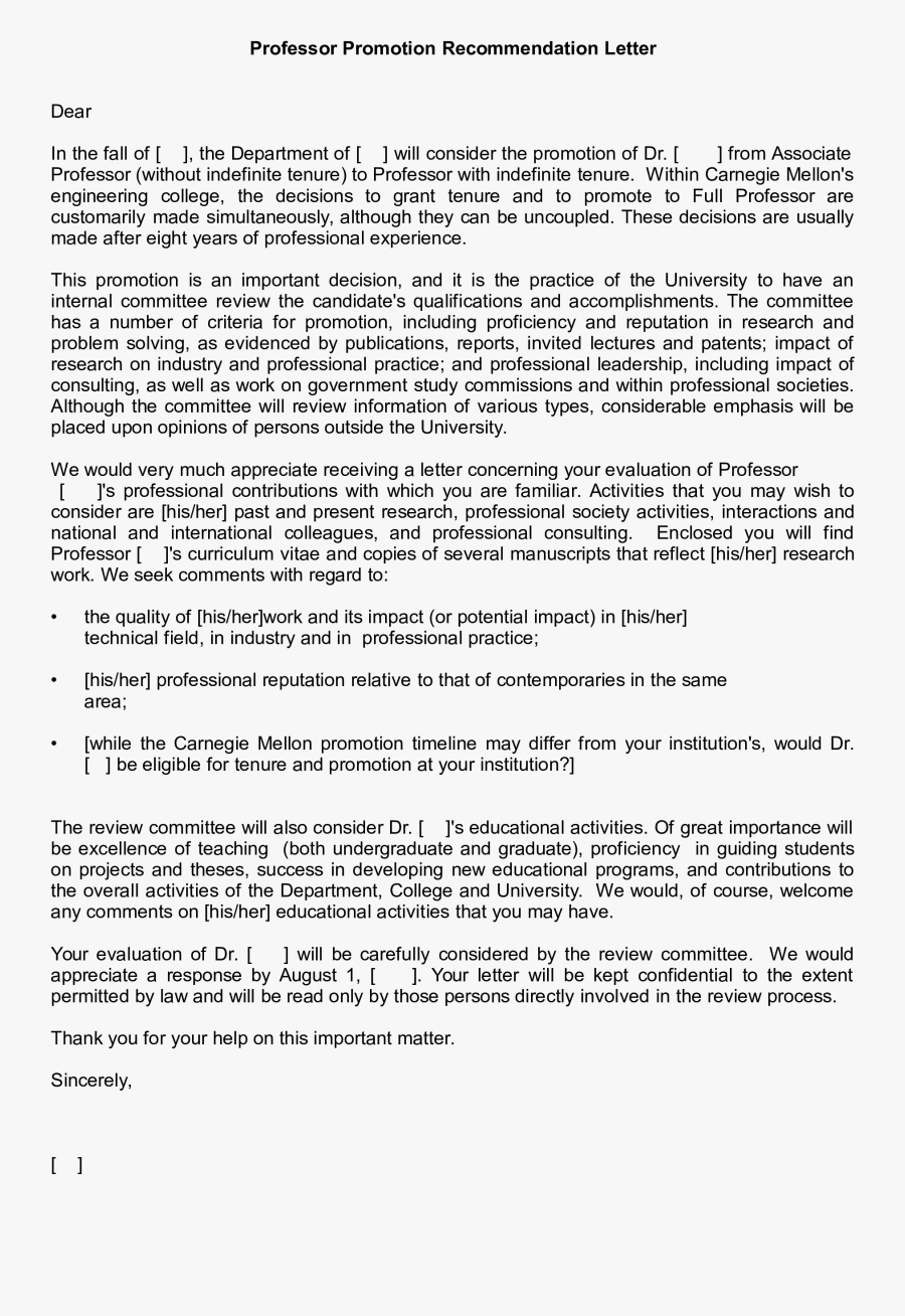 Letter Of Recommendation For Promotion And Tenure intended for dimensions 900 X 1308