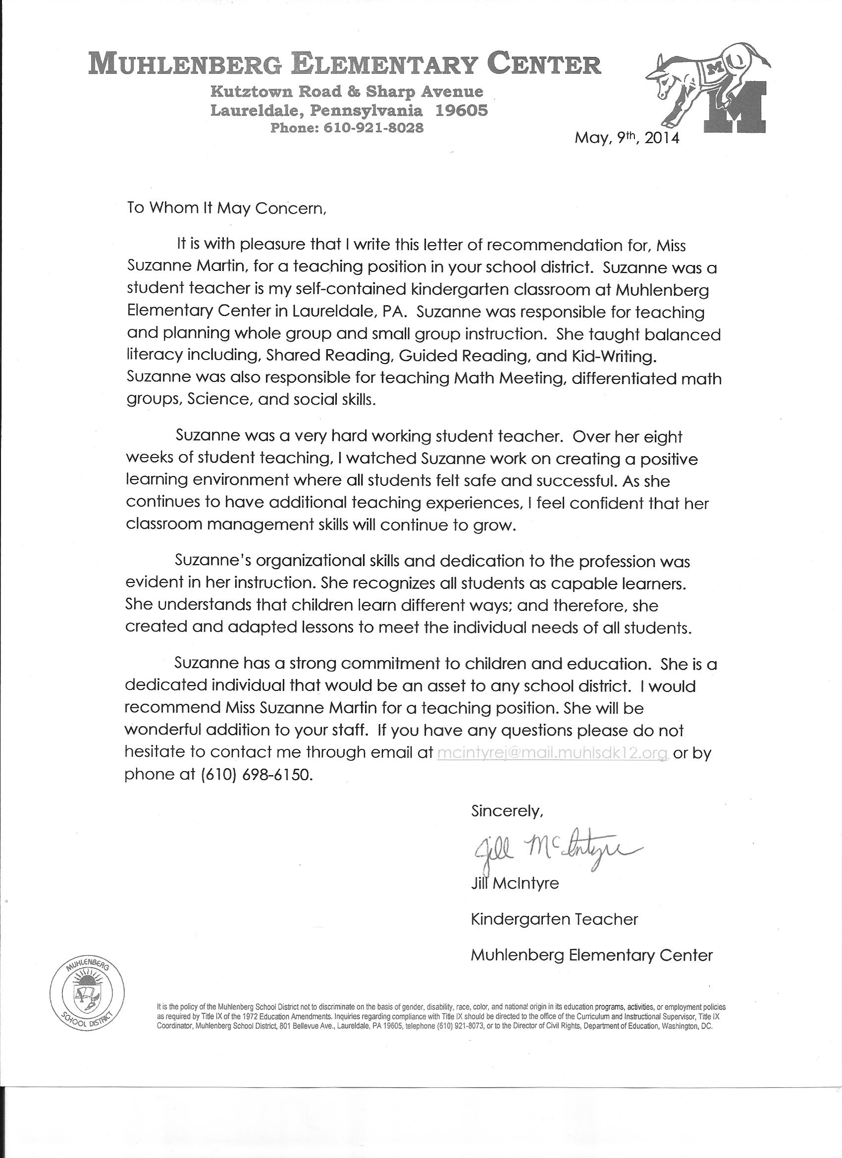 Letter Of Recommendation For Special Education Teacher with size 1700 X 2338