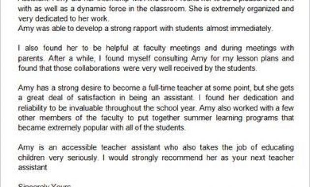 Letter Of Recommendation For Teachers Assistant Debandje with regard to dimensions 390 X 455