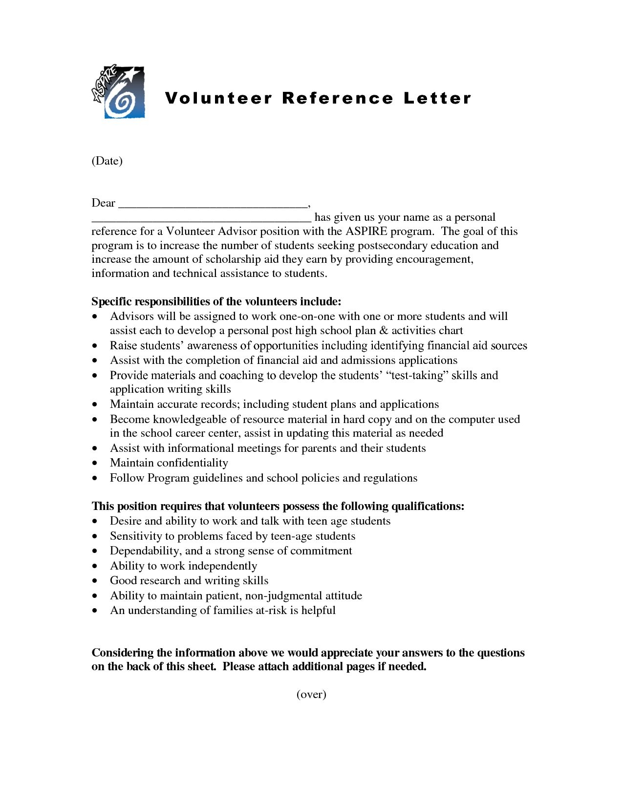Letter Of Recommendation For Volunteer Position Domaregroup in proportions 1275 X 1650
