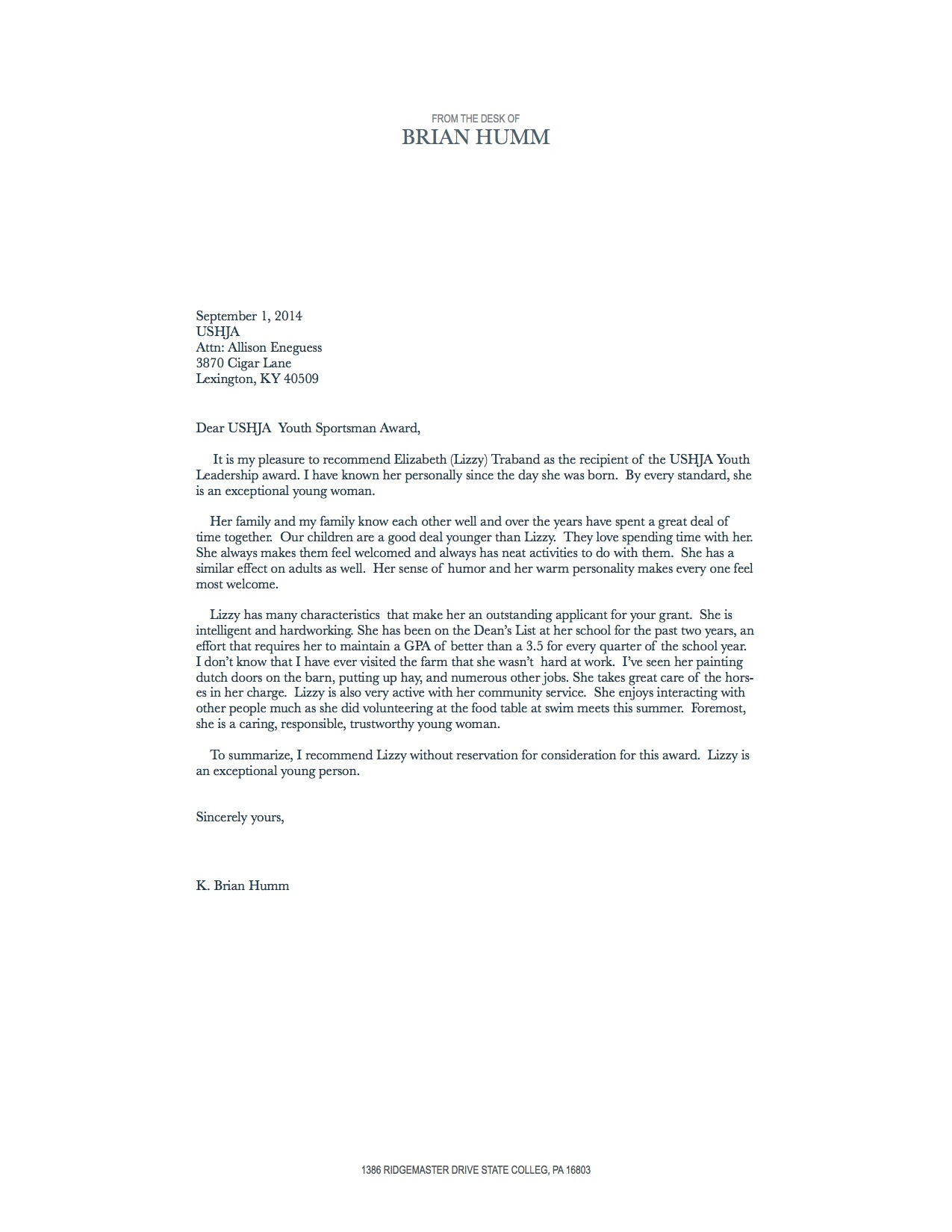 Letter Of Recommendation For Youth Leadership Akali for size 1275 X 1650