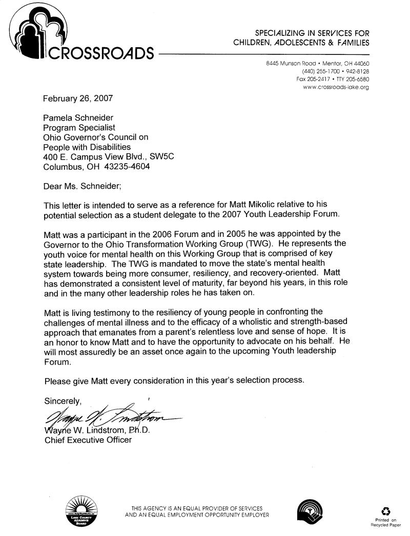 Letter Of Recommendation For Youth Leadership Enom throughout proportions 800 X 1045