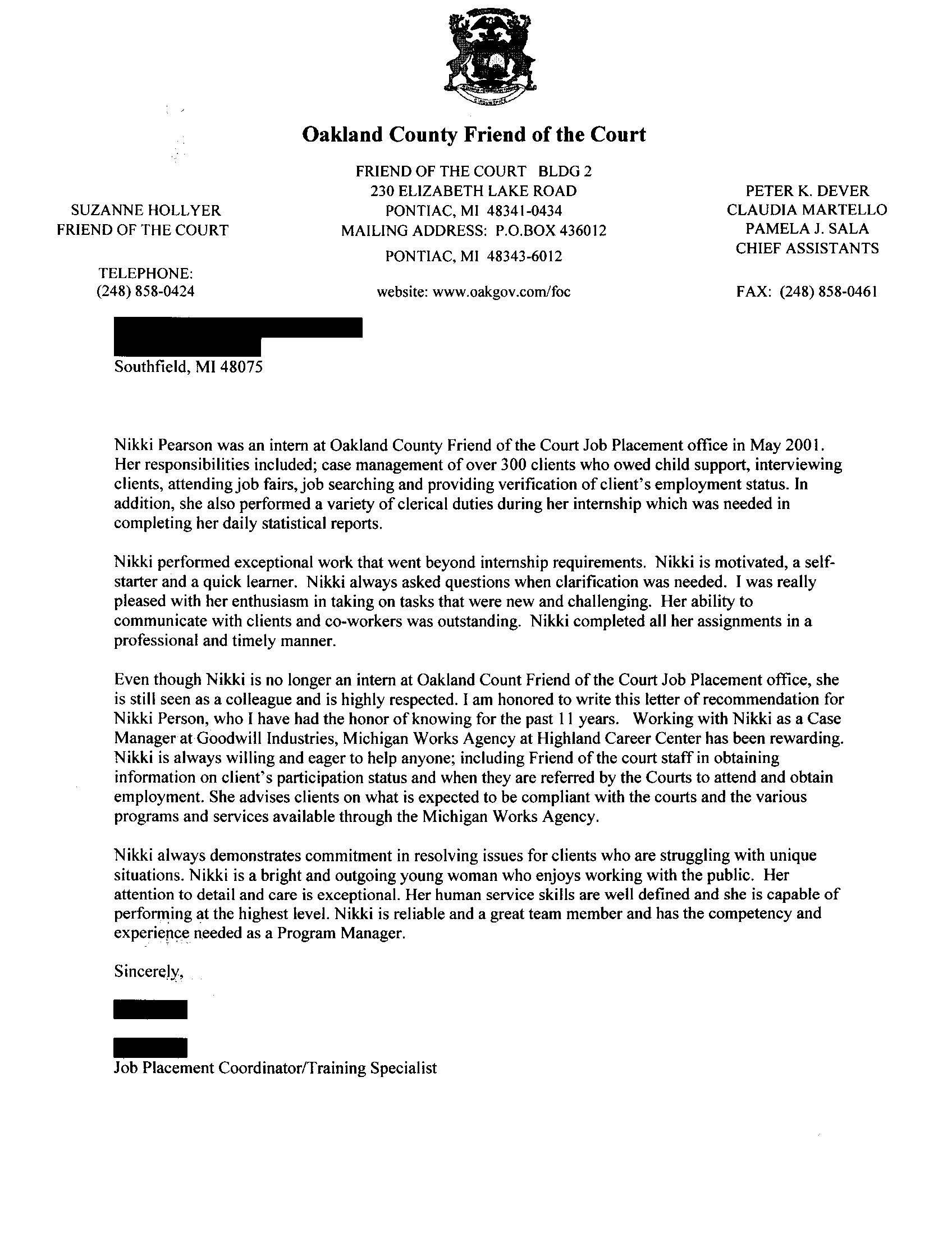 Letter Of Recommendation From Intern Supervisor for measurements 1696 X 2200