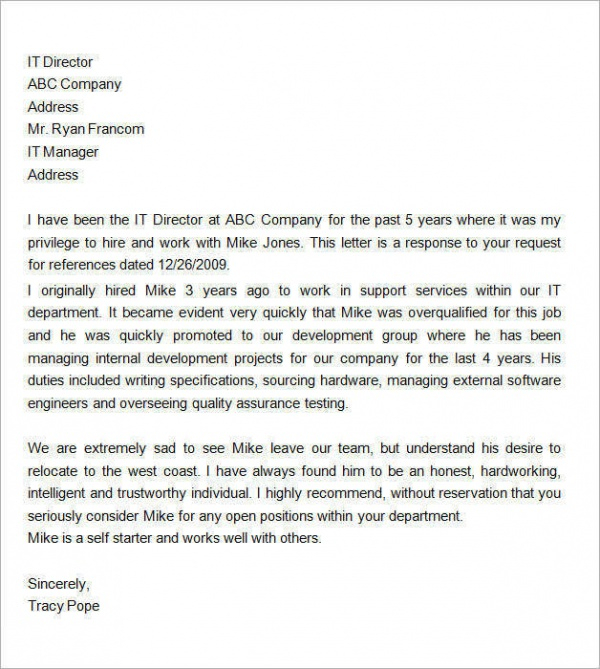 Letter Of Recommendation From Manager Enom with proportions 600 X 669