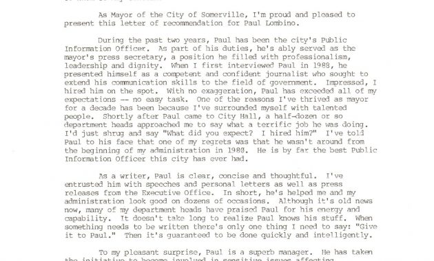 Letter Of Recommendation From Mayor Eugene C Brune regarding proportions 2552 X 3510