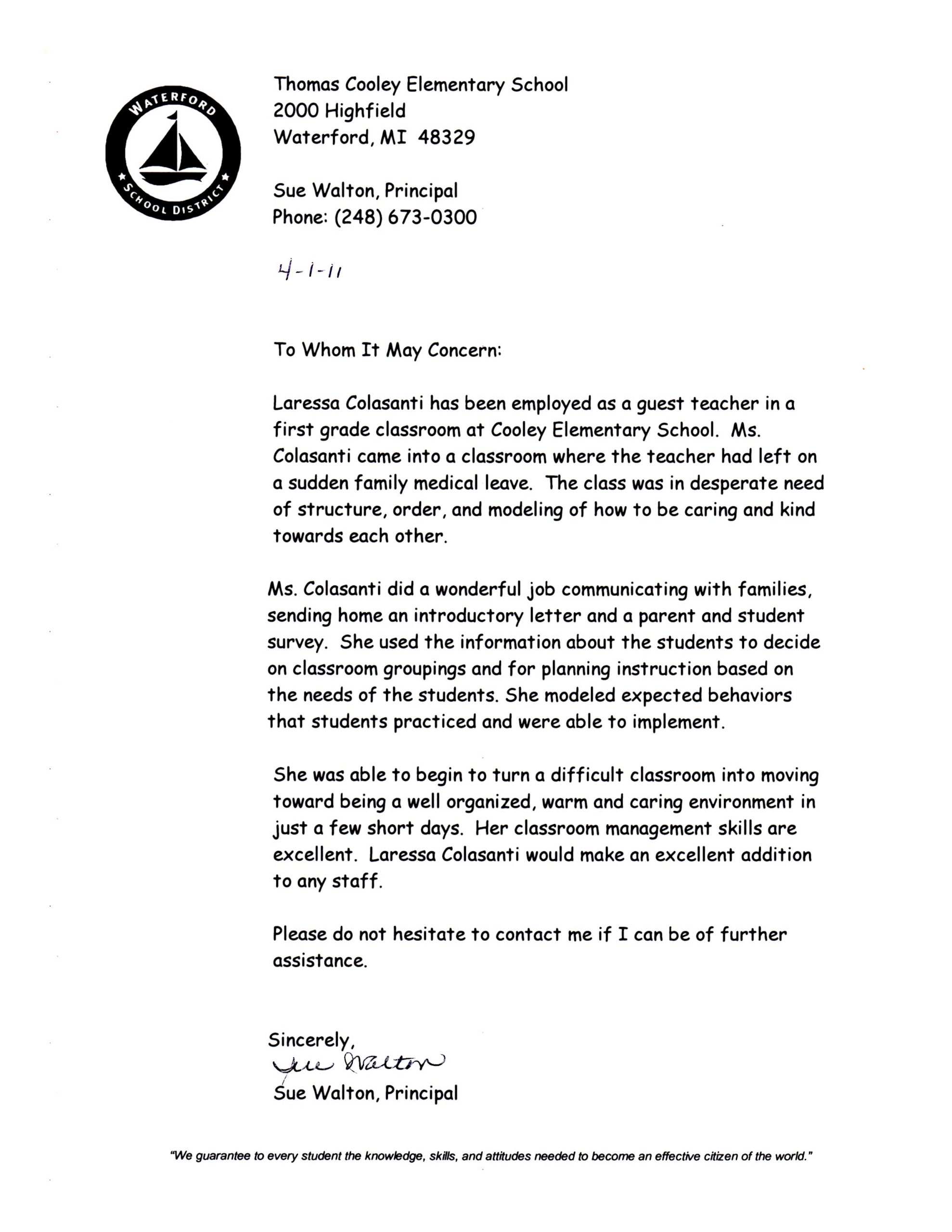 Letter Of Recommendation From Principal For Student Debandje pertaining to dimensions 2550 X 3300