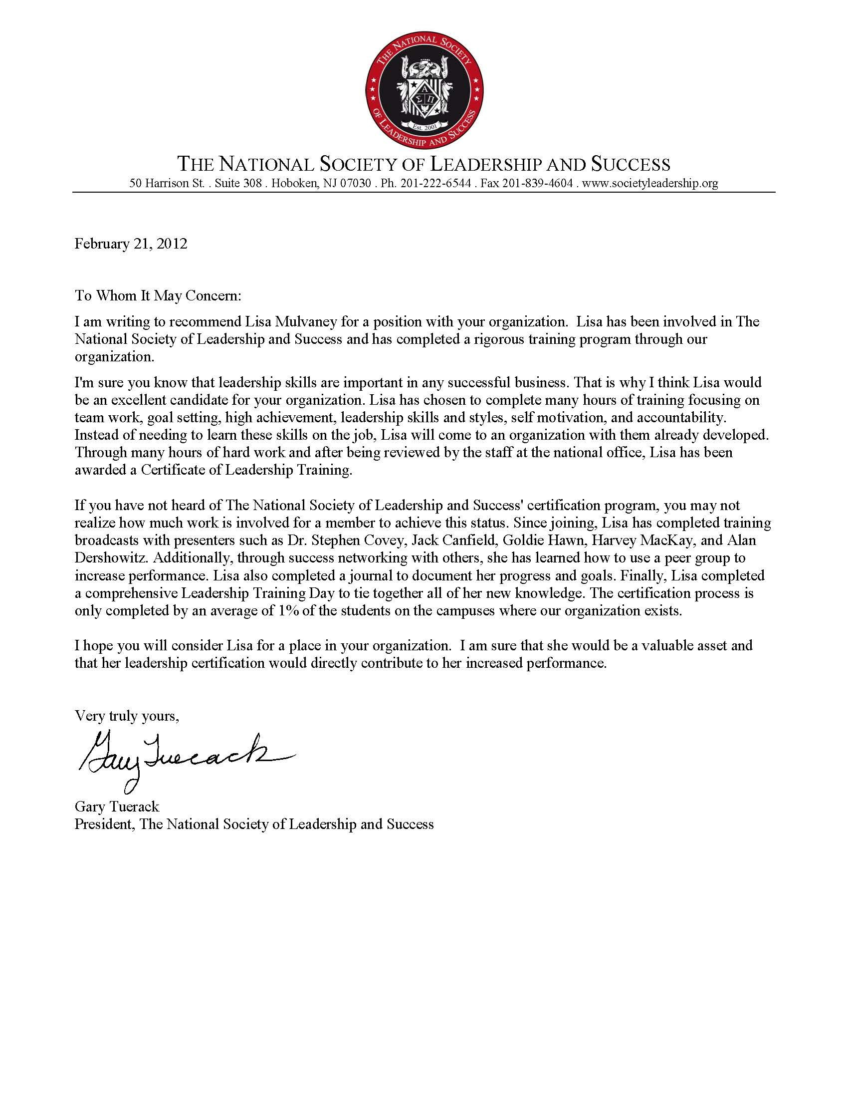 Letter Of Recommendation From The National Society Of for size 1700 X 2200