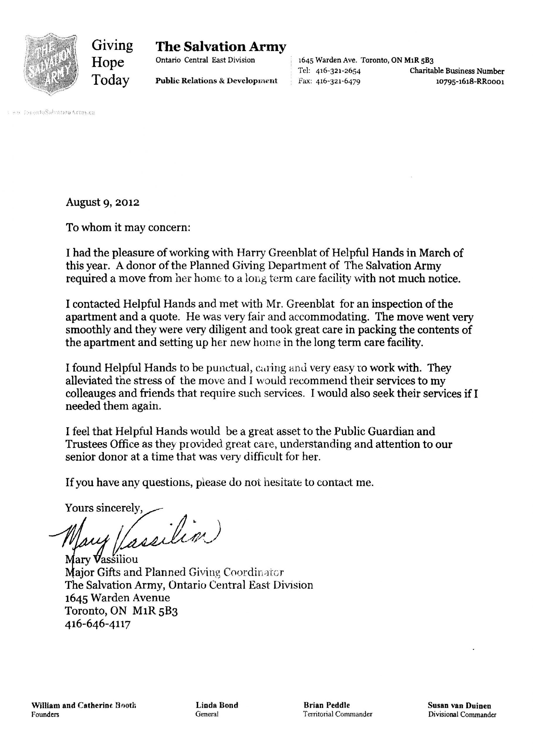 Letter Of Recommendation From The Salvation Army for dimensions 2278 X 3208