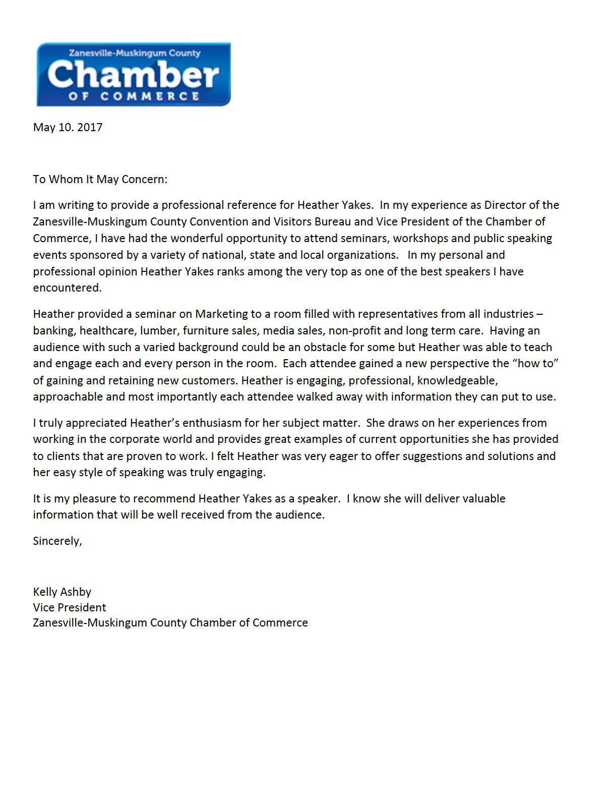 Letter Of Recommendation From Zanesville Columbus Business in proportions 1212 X 1574