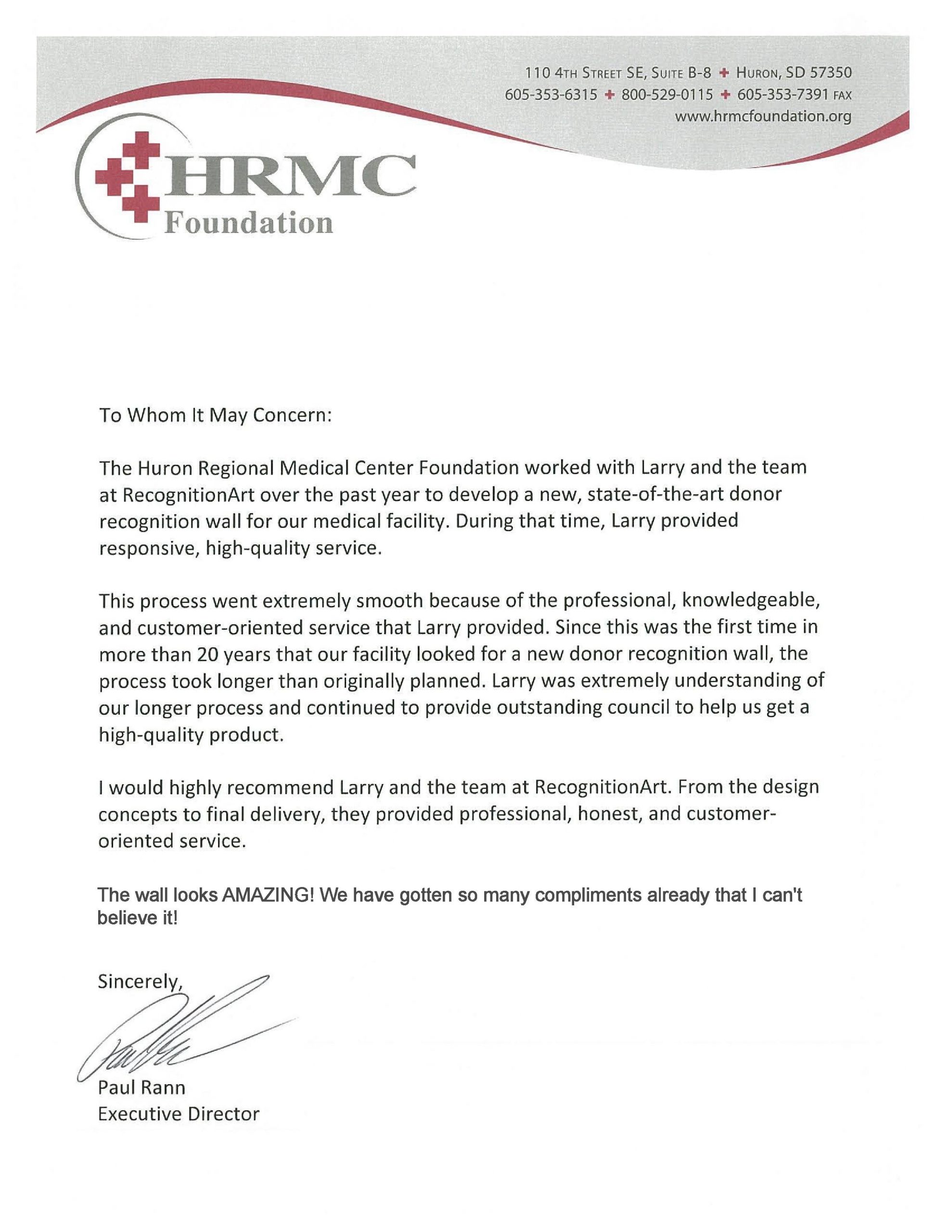 Letter Of Recommendation Hrmc Donordisplay throughout measurements 2550 X 3300