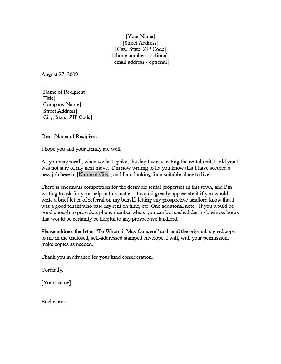 Letter Of Recommendation Landlord Menom regarding proportions 900 X 1165