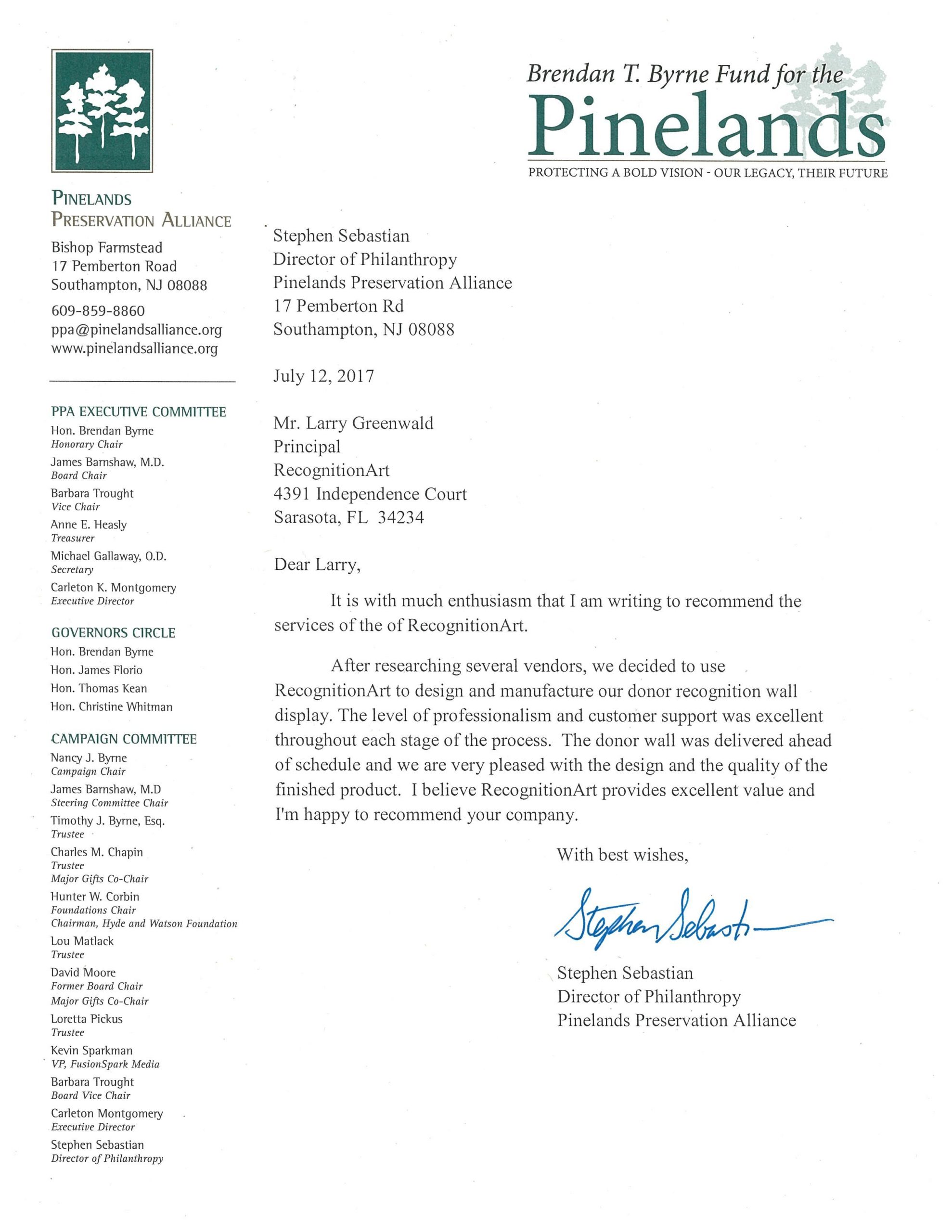 Letter Of Recommendation Pinelands Donordisplay intended for size 2550 X 3300