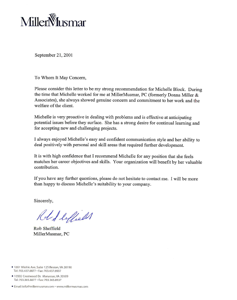 Letter Of Recommendation R Sheffield Professional intended for sizing 800 X 1014