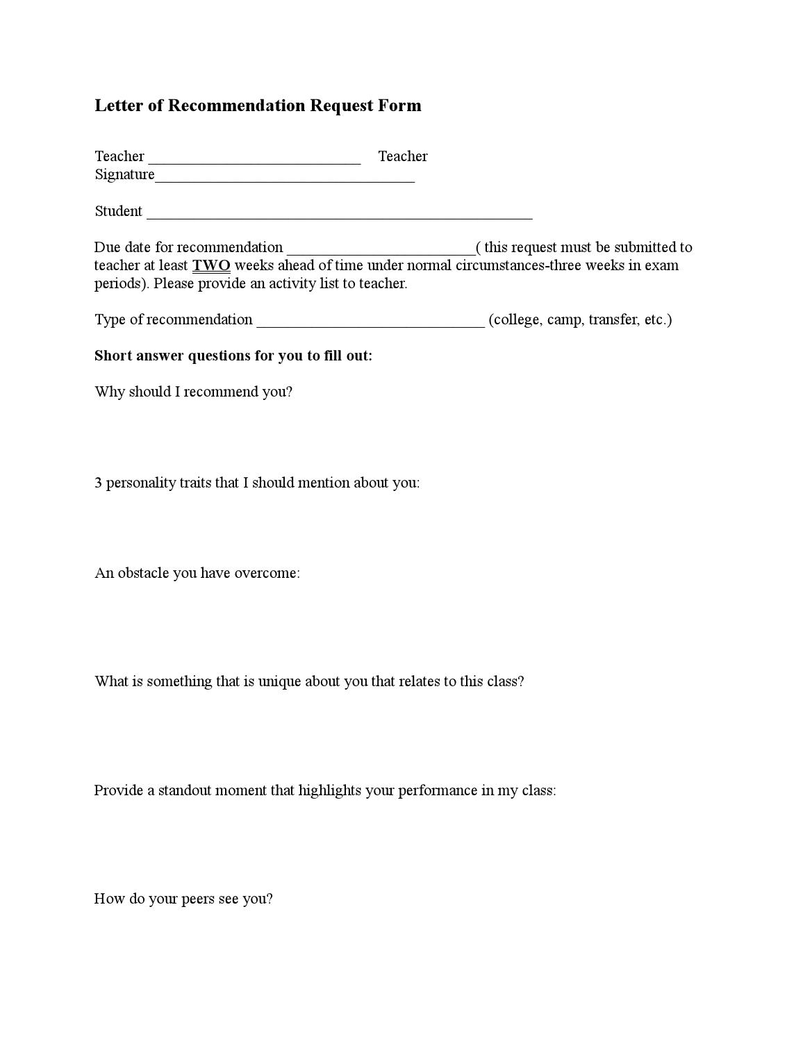 Letter Of Recommendation Request Form Carol Morgan School pertaining to measurements 1156 X 1496