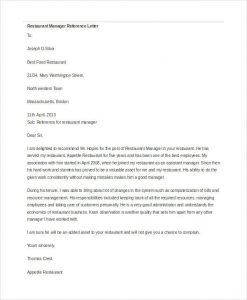 Letter Of Recommendation Restaurant Manager Akali pertaining to measurements 600 X 730