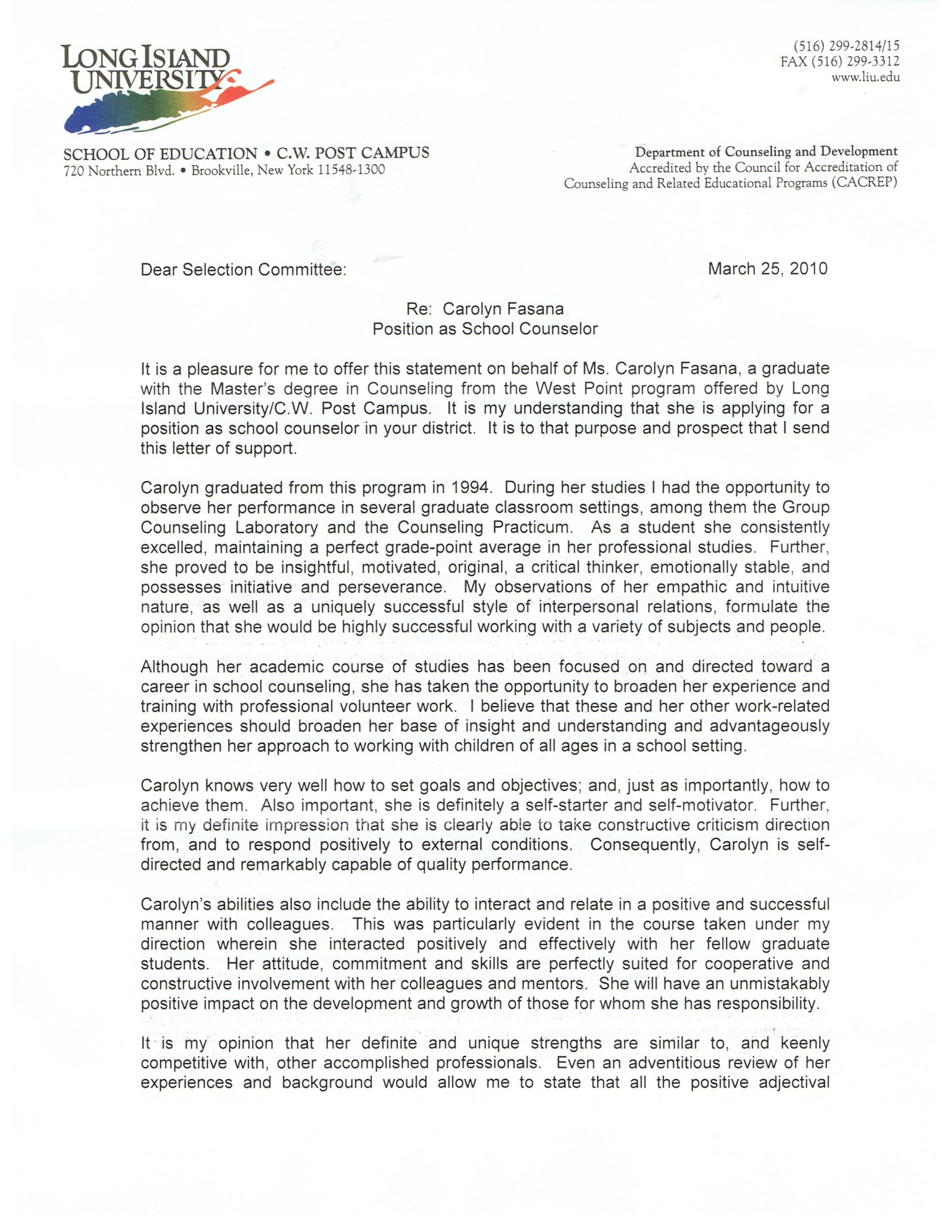 Letter Of Recommendation School Counselor Debandje in sizing 2550 X 3300