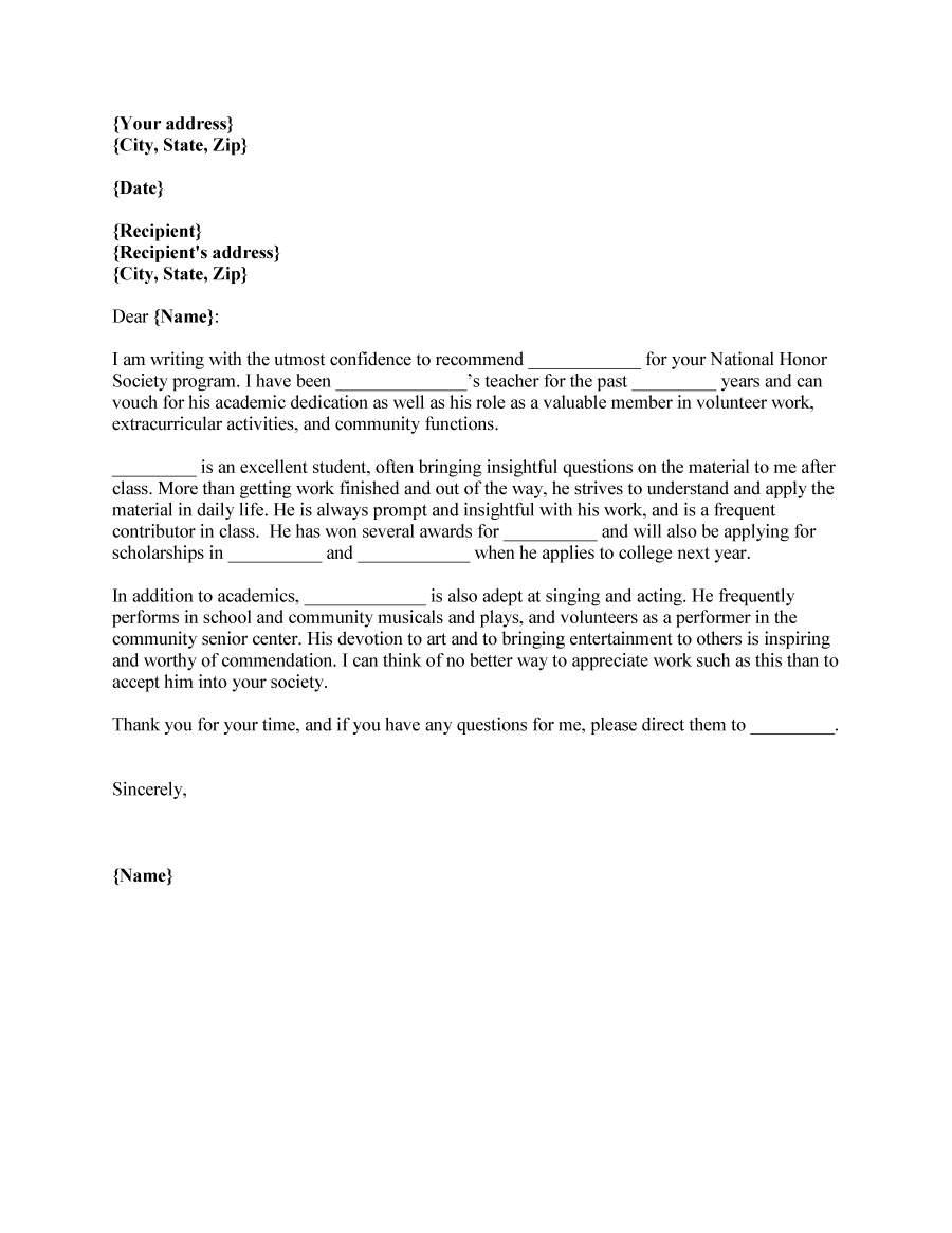 Letter Of Recommendation Template Segeka inside sizing 900 X 1165