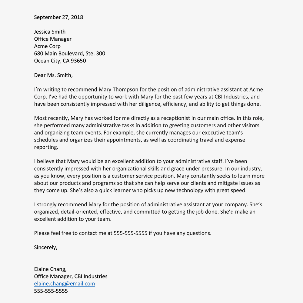 Letter Of Recommendation Template With Examples with size 1000 X 1000