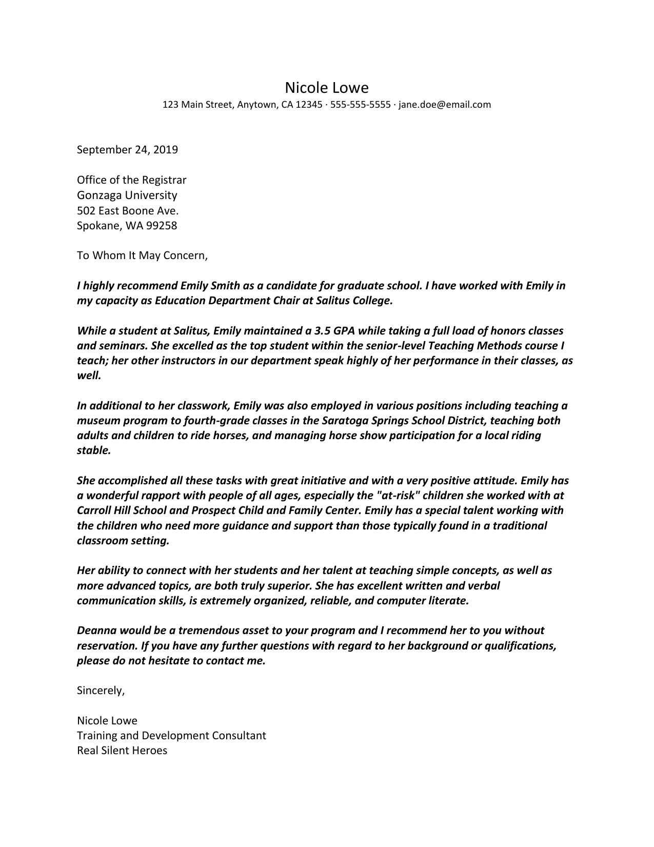 Letter Of Recommendation Template within size 1275 X 1651
