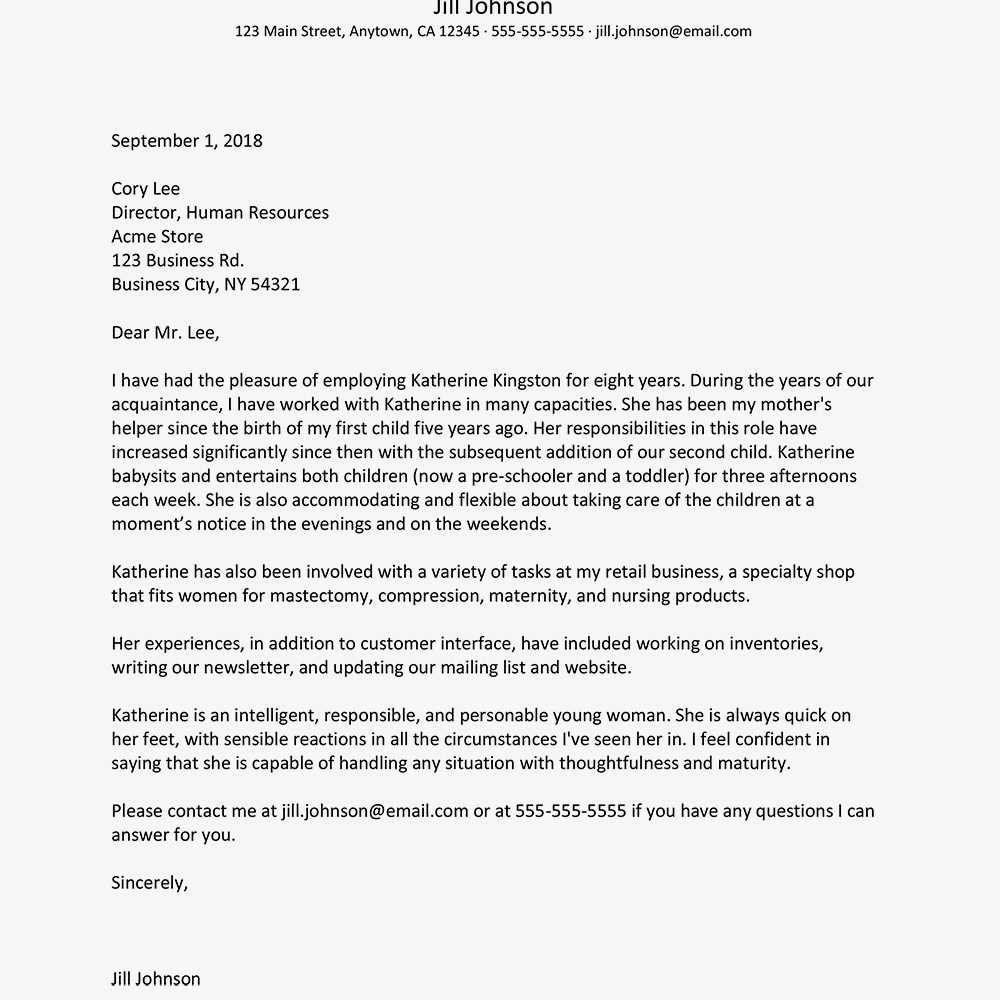 Character Reference Letter Good Mother Template - Cover Letter