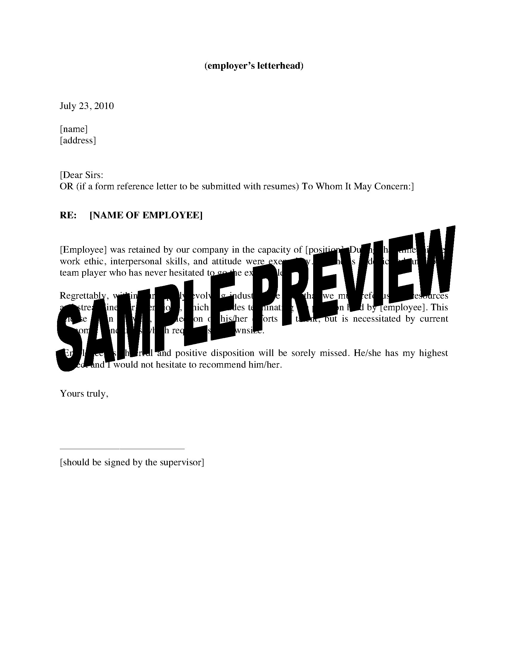 Letter Of Reference Downsizing Or Redundancy Legal Forms throughout size 1700 X 2200