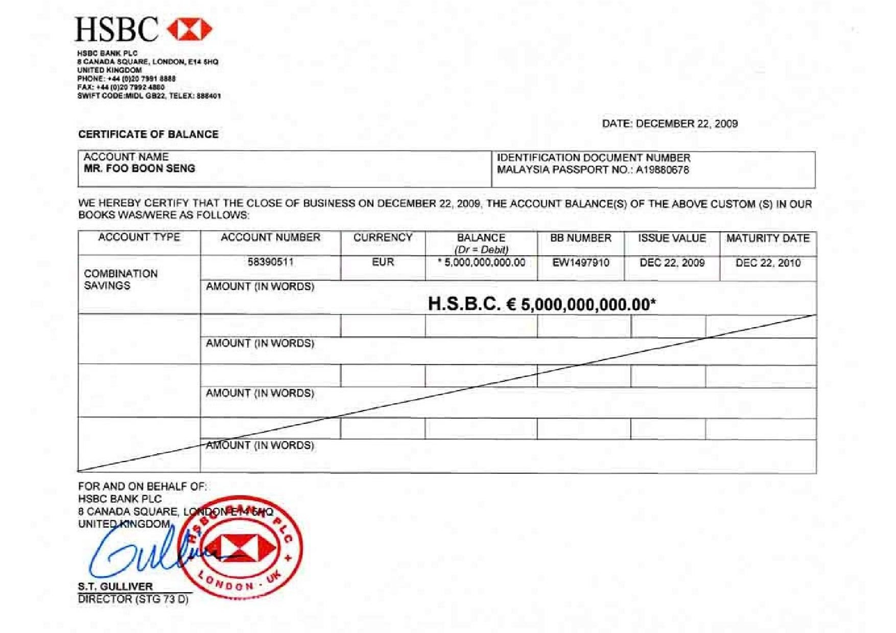Letter Sample Bank Account Verification Certification Hsbc regarding measurements 1754 X 1240