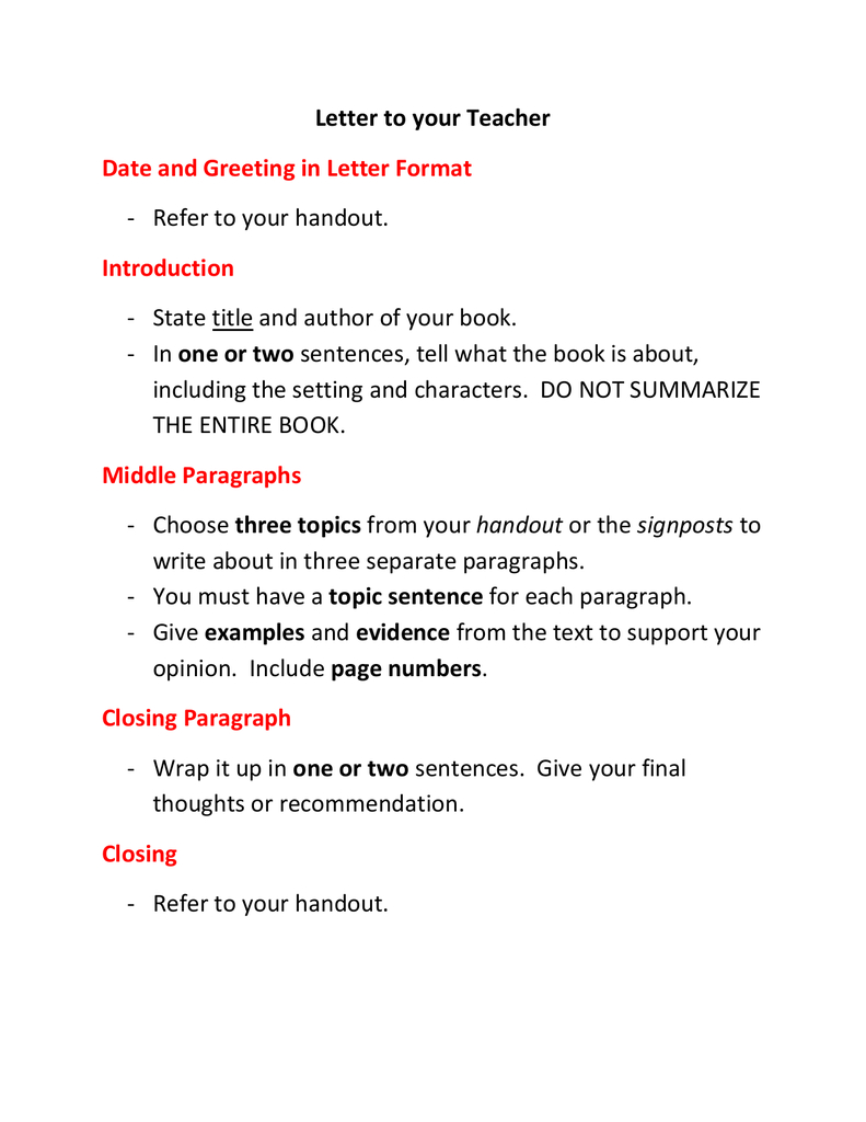 Letter To Your Teacher Date And Greeting In Letter Format with proportions 791 X 1024