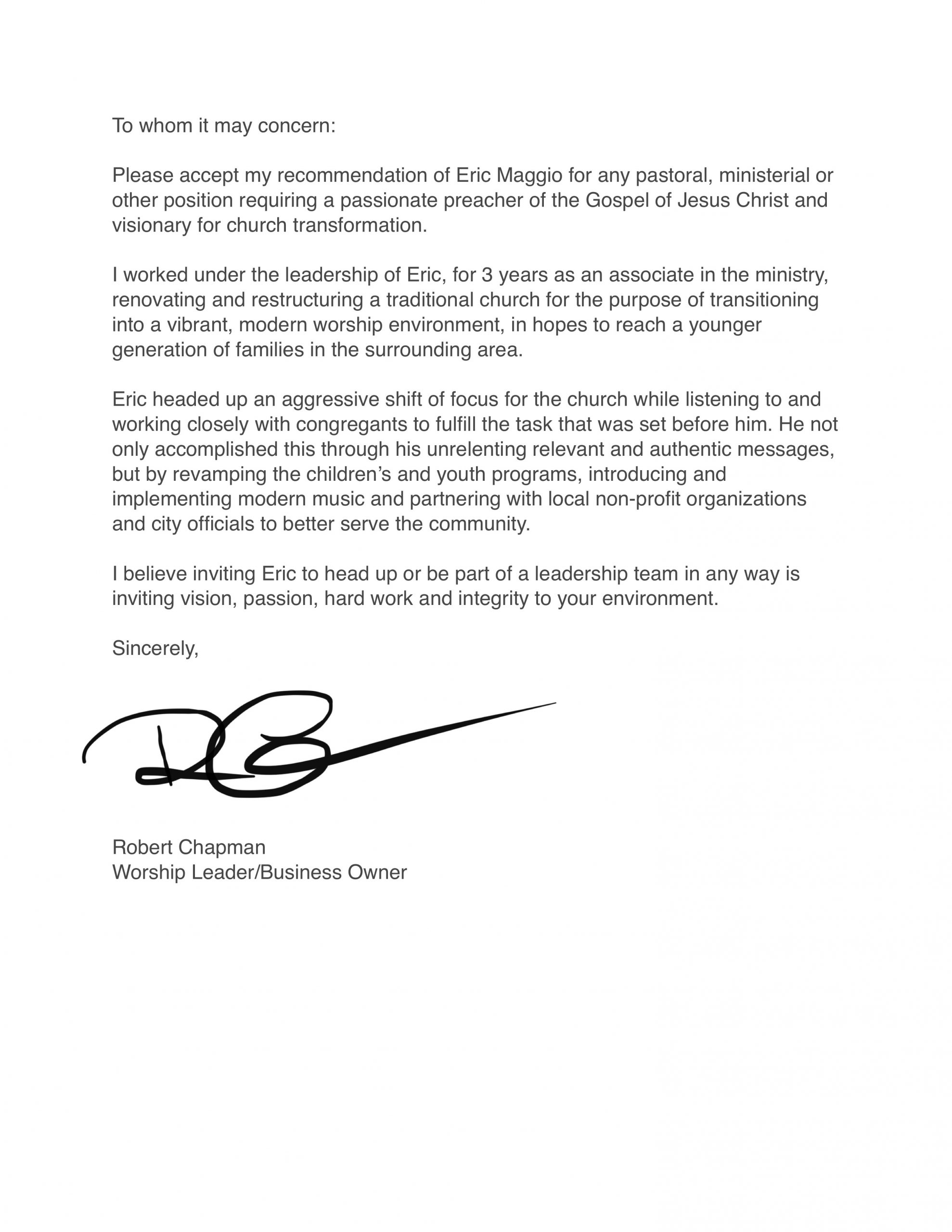 Letters Of Recommendation Pastor Eric Maggio regarding size 2974 X 3849